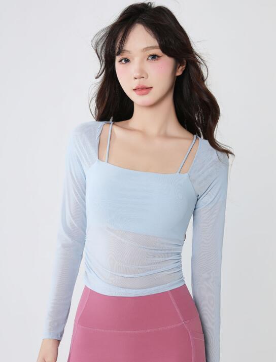 スポーツウェア ヨガウェア 速乾機能付き長袖トップス