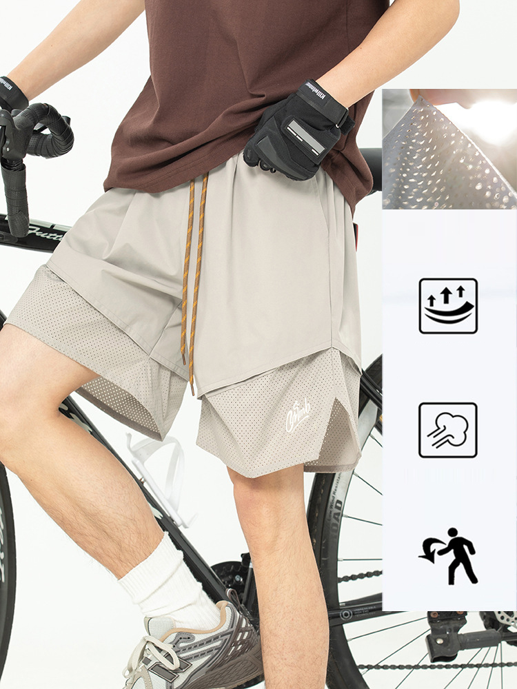 スポーツウェア メンズ 二重構造 運動用 ショートパンツ 春夏 通気性抜群