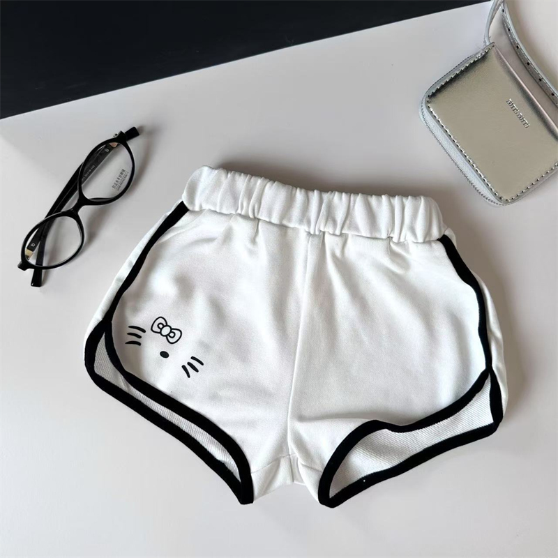 スポーツウェア 女の子用可愛い猫柄運動ショートパンツ