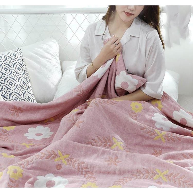 四重織りガーゼケット シングル 花柄 綿100% 洗える夏用寝具