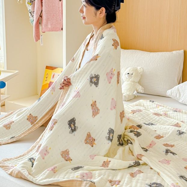 ふんわり六層くまさんガーゼケット