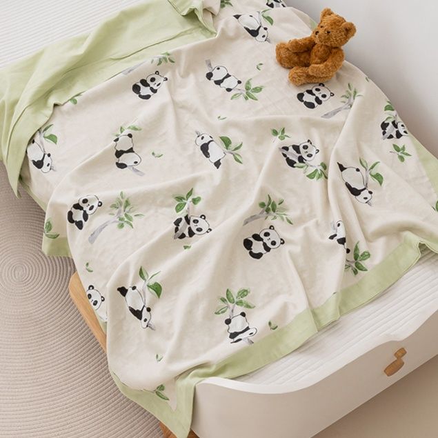 シングル用 抗菌パンダ柄ガーゼケット