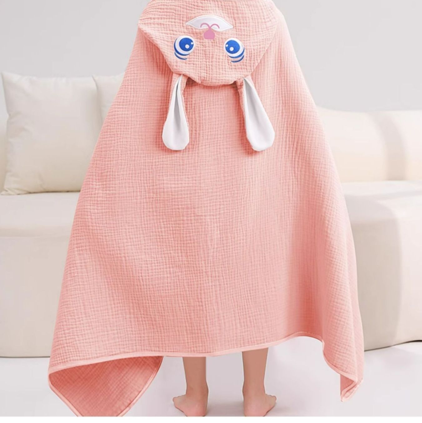 動物フード付きガーゼポンチョ