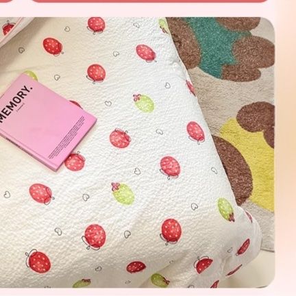 ガーゼケット 綿 いちご柄純綿六重織りガーゼケット