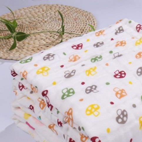 ガーゼケット 綿 可愛いきのこ柄綿ガーゼケット