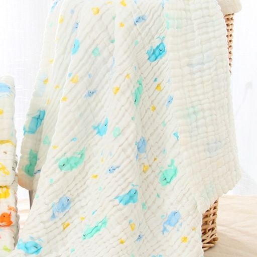 ガーゼケット 綿 可愛い動物柄六重織りふんわり綿ガーゼケット