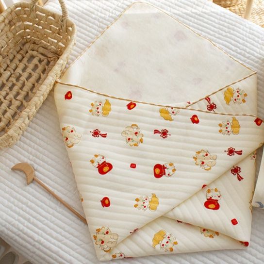 ガーゼケット 綿　可愛い動物柄綿素材ガーゼケット