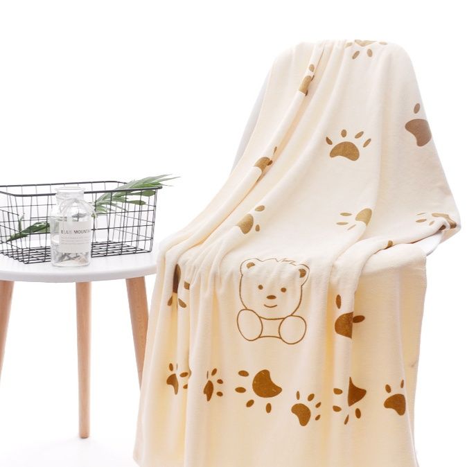 ガーゼケット かわいい熊と肉球柄綿素材ガーゼケット