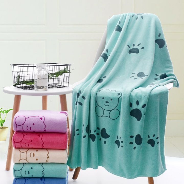 ガーゼケット かわいい熊と肉球柄綿素材ガーゼケット