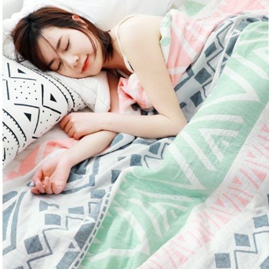 ガーゼケット 四重ガーゼ シングル 肌掛け布団 綿100% 涼しい幾何学柄