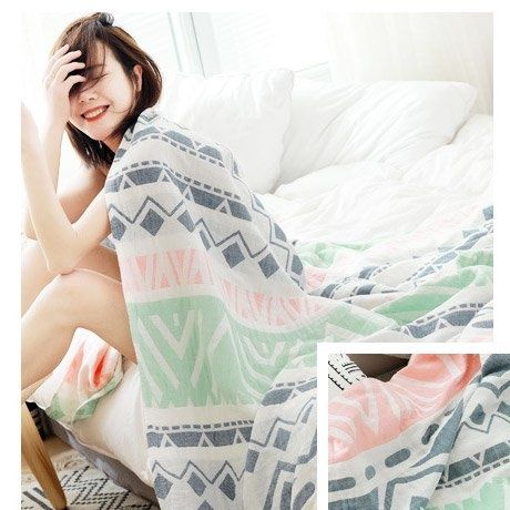 ガーゼケット 四重ガーゼ シングル 肌掛け布団 綿100% 涼しい幾何学柄