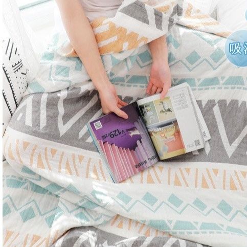 ガーゼケット 四重ガーゼ シングル 肌掛け布団 綿100% 涼しい幾何学柄