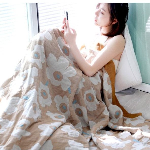 花柄ガーゼケット シングル 四重ガーゼ 綿100% 涼感 夏用肌掛け