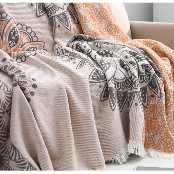 ガーゼケット 幾何学模様のエスニック調ガーゼケット ダブルサイズ