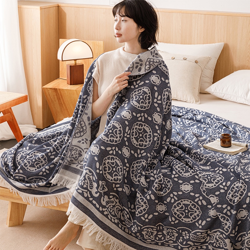 伝統柄フリンジ付きガーゼケット