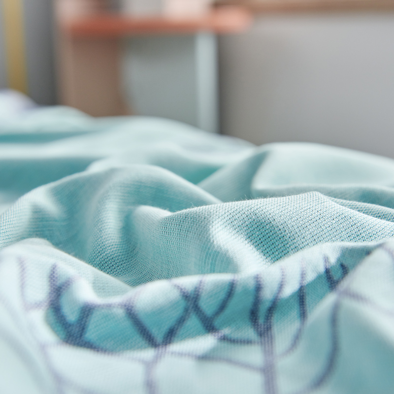 ガーゼケット 樹木と小鳥柄の北欧風シングルガーゼケット