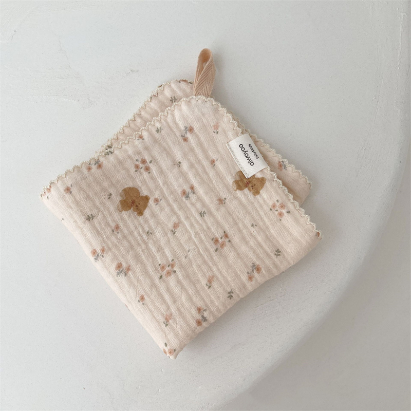 ガーゼケット 綿 100%わたガーゼ ベビーハンカチ 花柄格子 柔らか よだれかけ