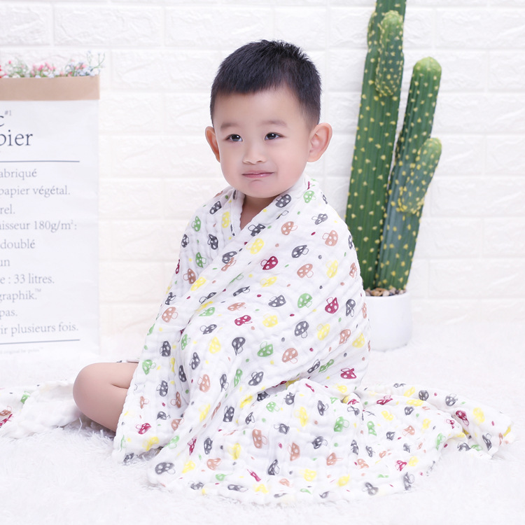 ガーゼケット 綿 可愛いきのこ柄綿ガーゼケット