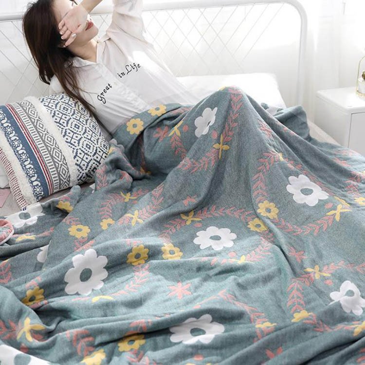 四重織りガーゼケット シングル 花柄 綿100% 洗える夏用寝具