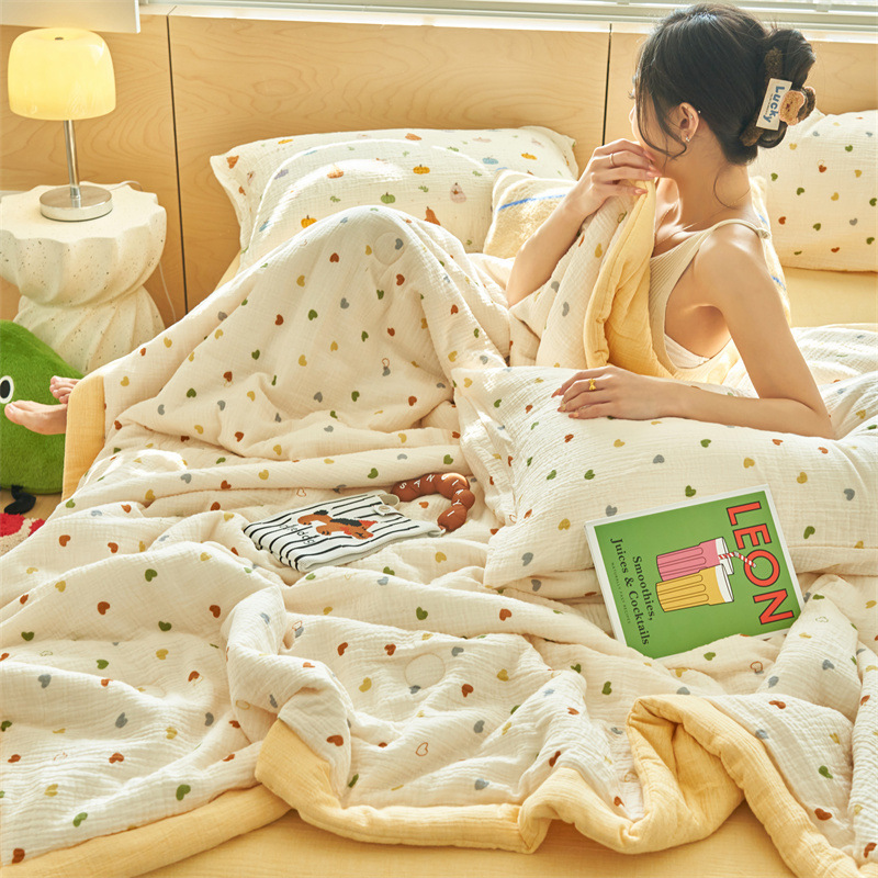 ガーゼケット 綿 水玉模様の純綿六重織りガーゼケット