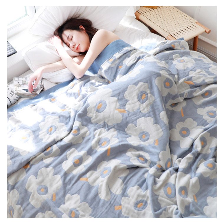 花柄ガーゼケット シングル 四重ガーゼ 綿100% 涼感 夏用肌掛け