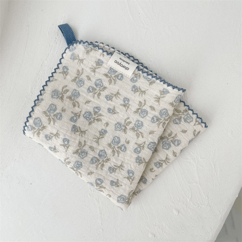 ガーゼケット 綿 100%わたガーゼ ベビーハンカチ 花柄格子 柔らか よだれかけ