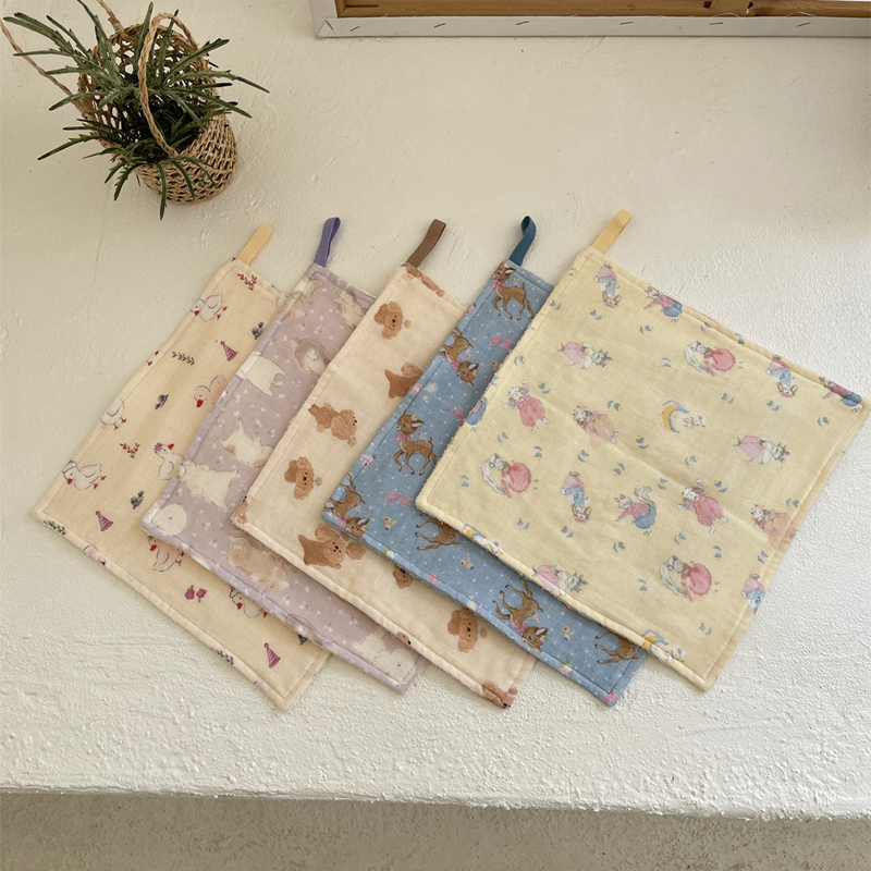 ガーゼケット 綿 二重ガーゼ ベビーハンカチ 動物柄 よだれかけ