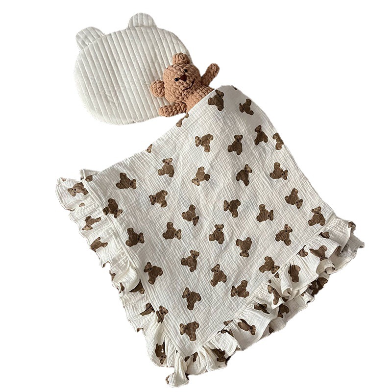 ガーゼケット 綿 くまさん柄ベビー綿ガーゼケット