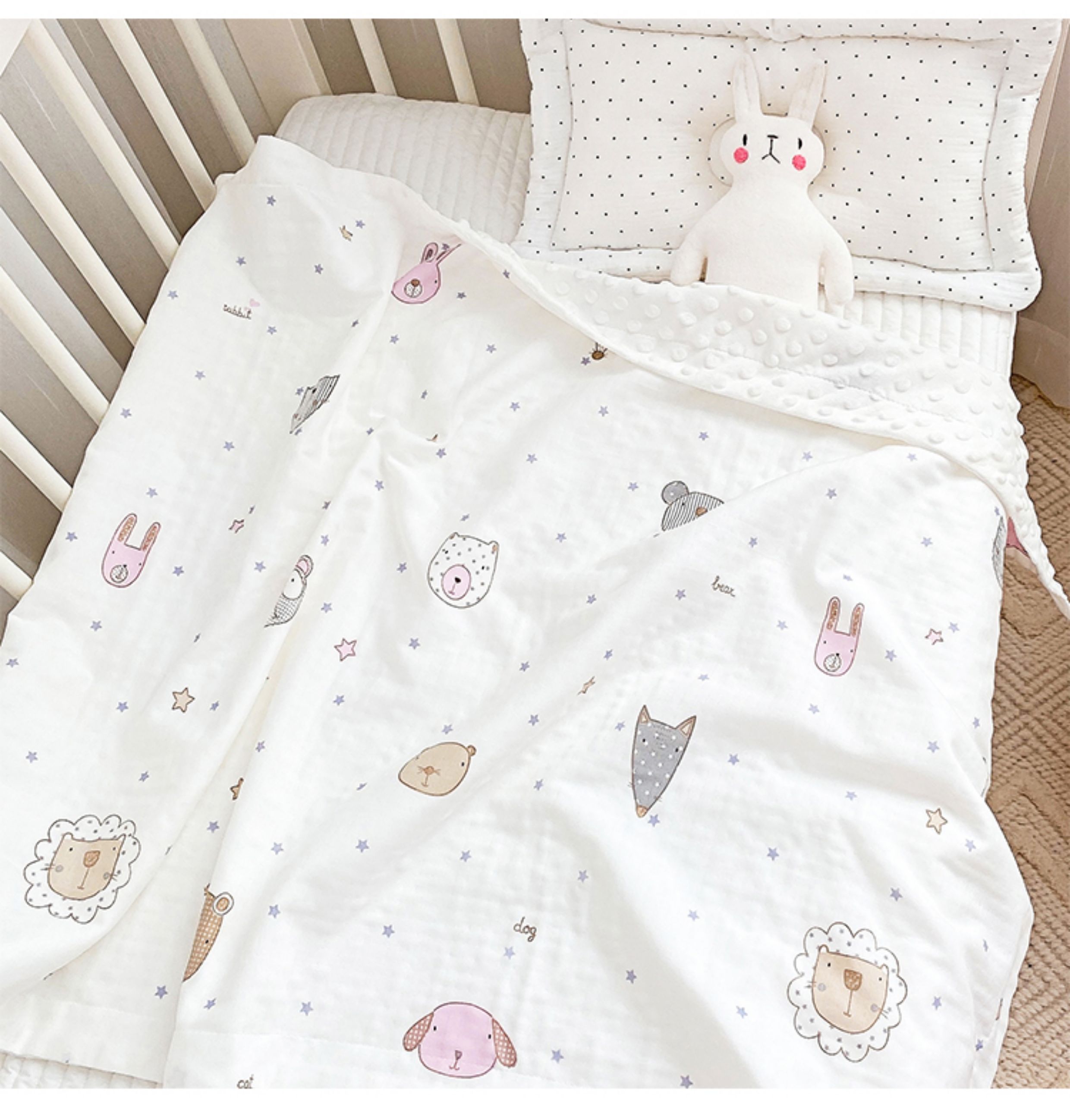 ガーゼケット 動物やハートの可愛い柄綿ガーゼケット