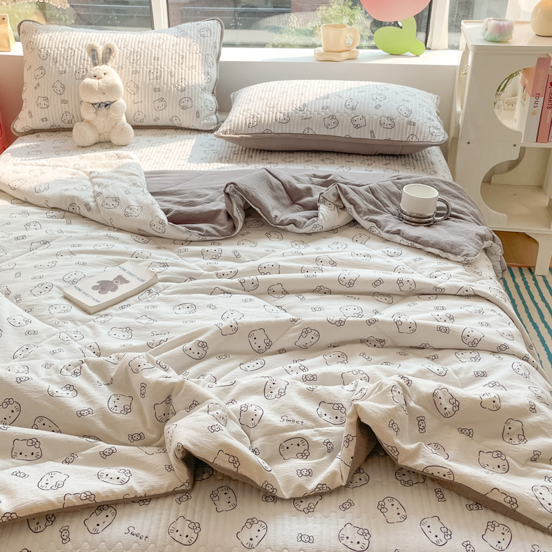  ねこちゃん模様のやさしいガーゼケット