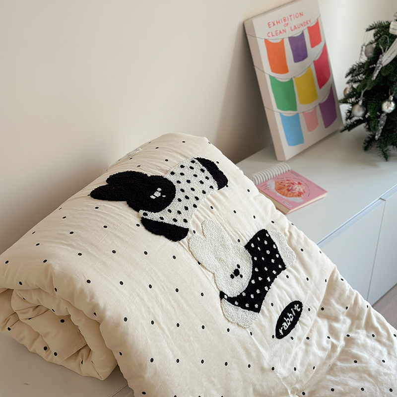  ふんわり動物刺繍ガーゼケット