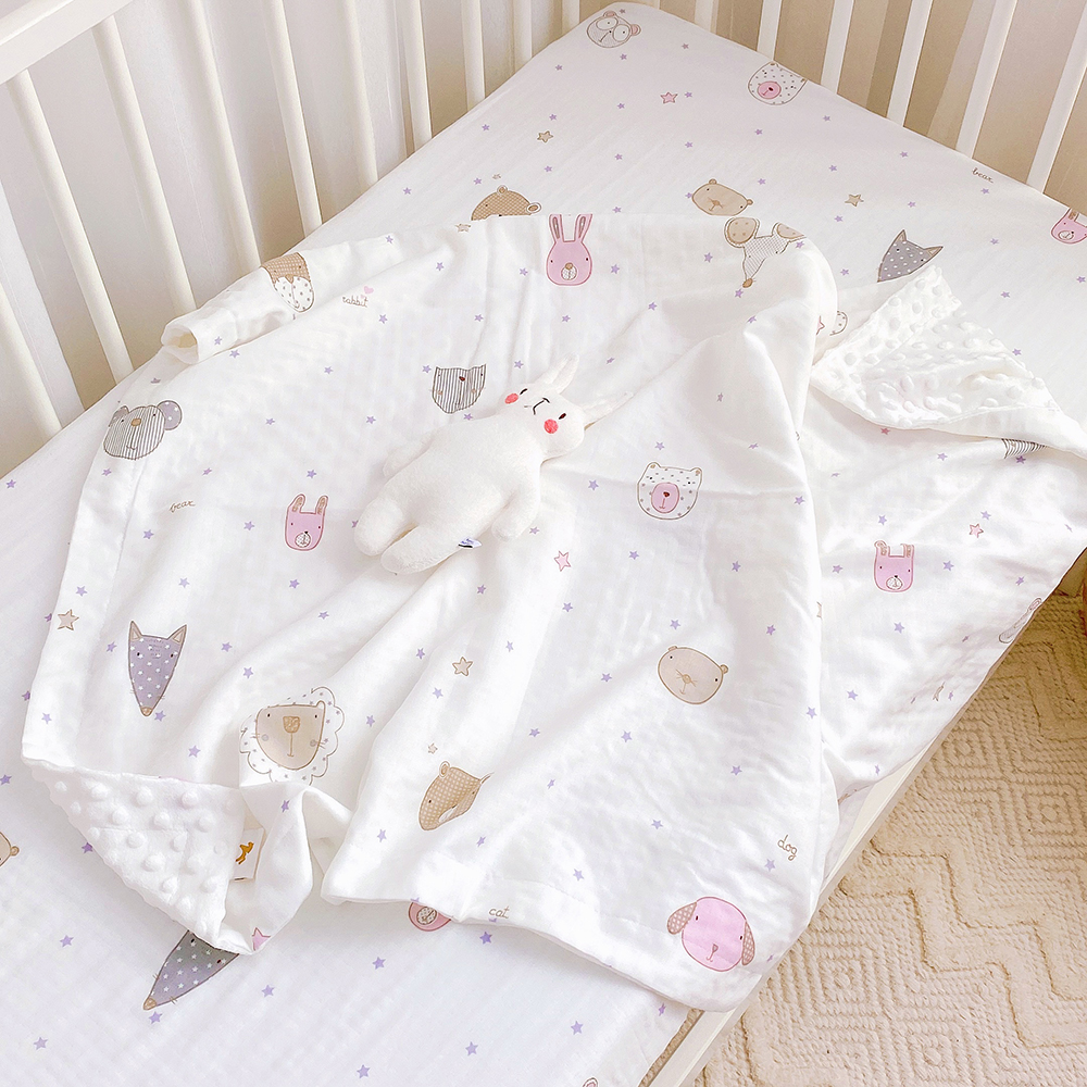 ガーゼケット 動物やハートの可愛い柄綿ガーゼケット