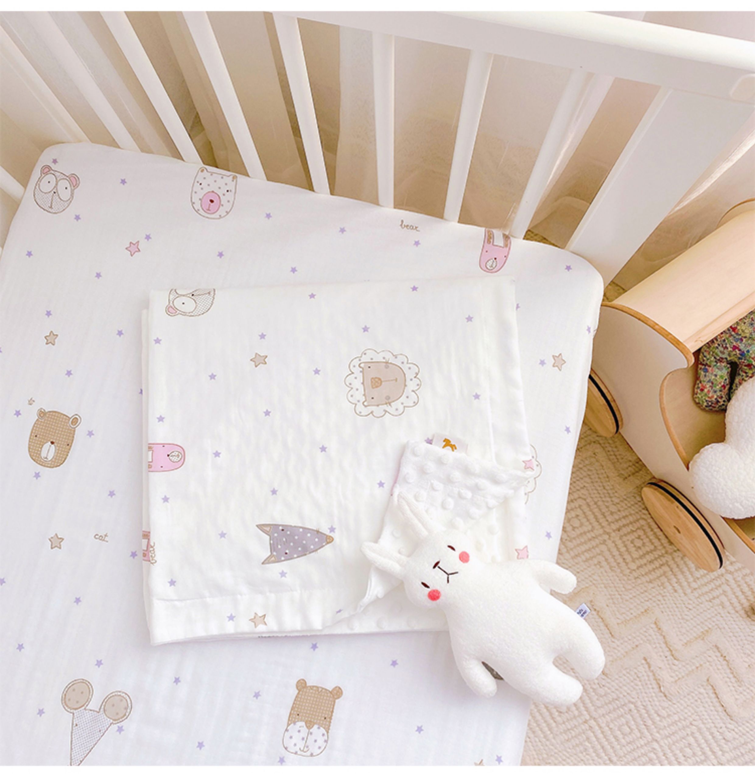 ガーゼケット 動物やハートの可愛い柄綿ガーゼケット