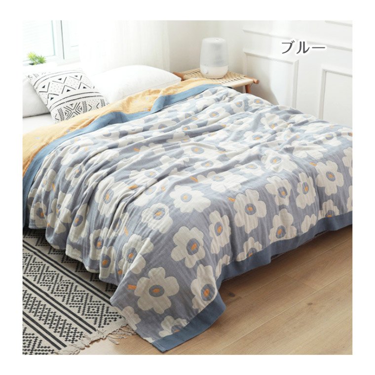 花柄ガーゼケット シングル 四重ガーゼ 綿100% 涼感 夏用肌掛け