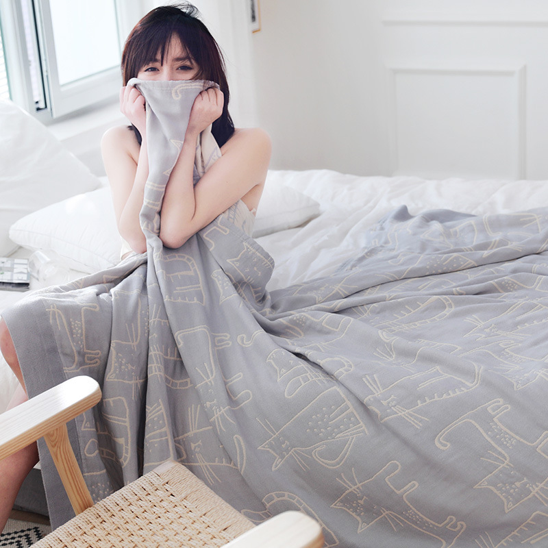 ガーゼケット 愛らしい猫柄ガーゼケット シングルサイズ