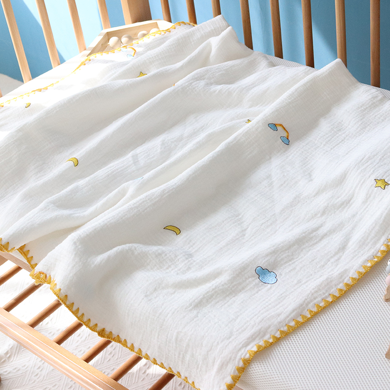 優しさつつむ刺繍ガーゼケット