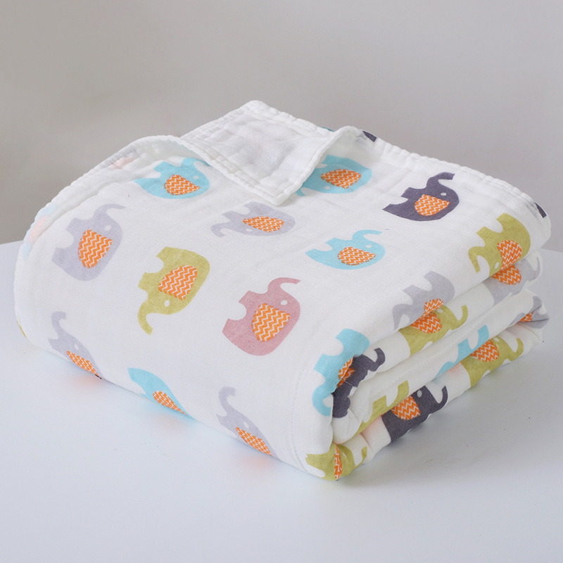 ガーゼケット 6重 愛らしい動物柄六重ガーゼケット