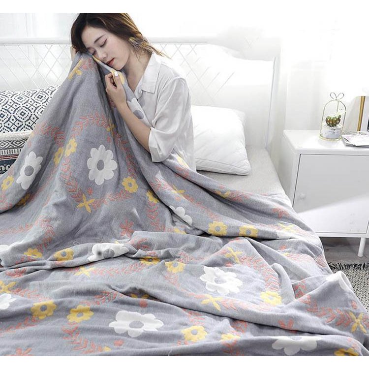 四重織りガーゼケット シングル 花柄 綿100% 洗える夏用寝具