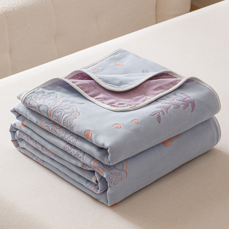 優美刺繍の六重ガーゼケット