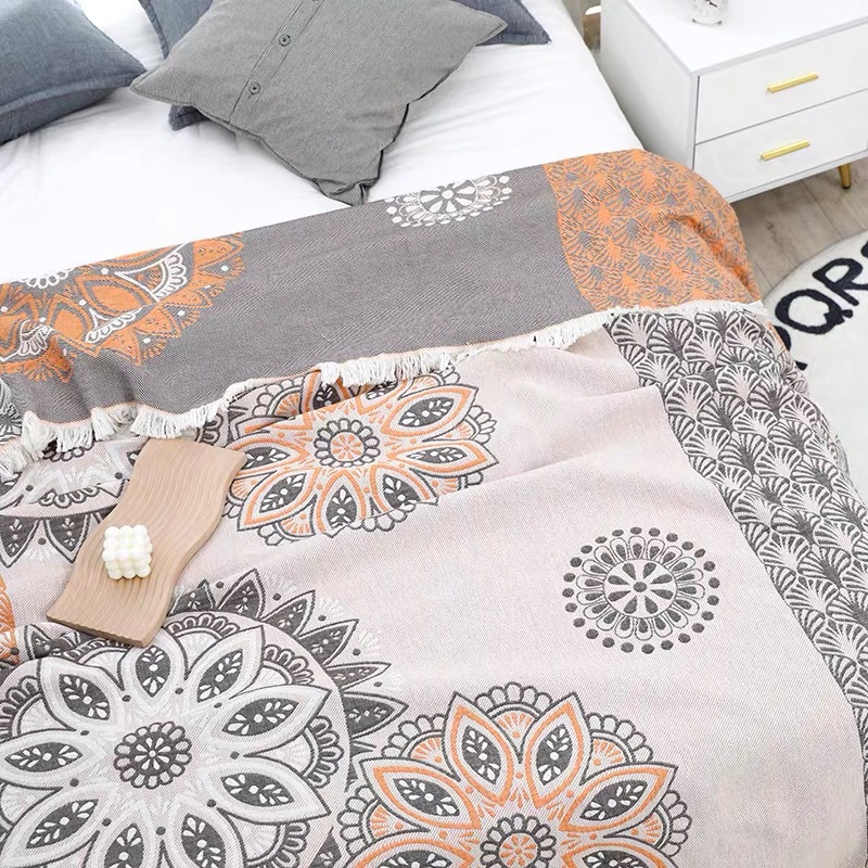 ガーゼケット 幾何学模様のエスニック調ガーゼケット ダブルサイズ