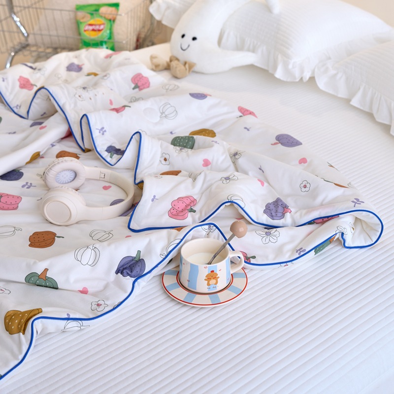 ガーゼケット 綿 可愛い野菜柄純綿ガーゼケット