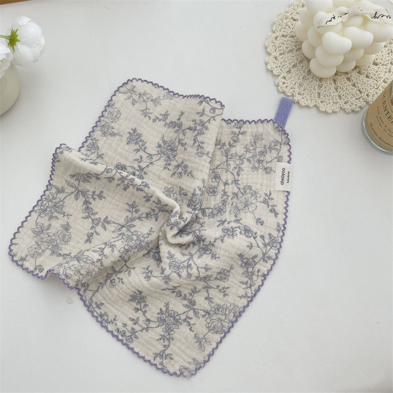 ガーゼケット 綿 100%わたガーゼ ベビーハンカチ 花柄格子 柔らか よだれかけ
