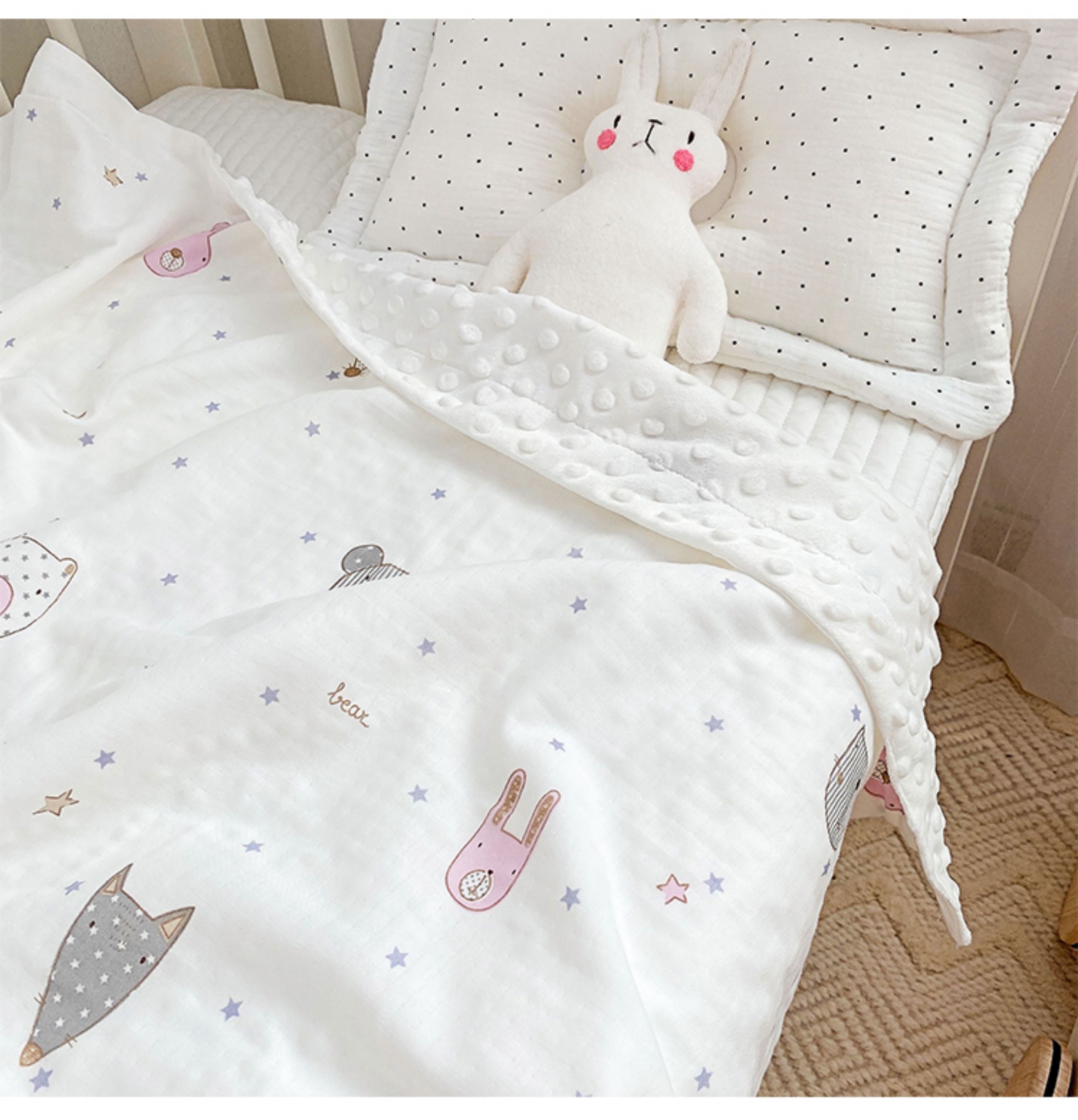 ガーゼケット 動物やハートの可愛い柄綿ガーゼケット