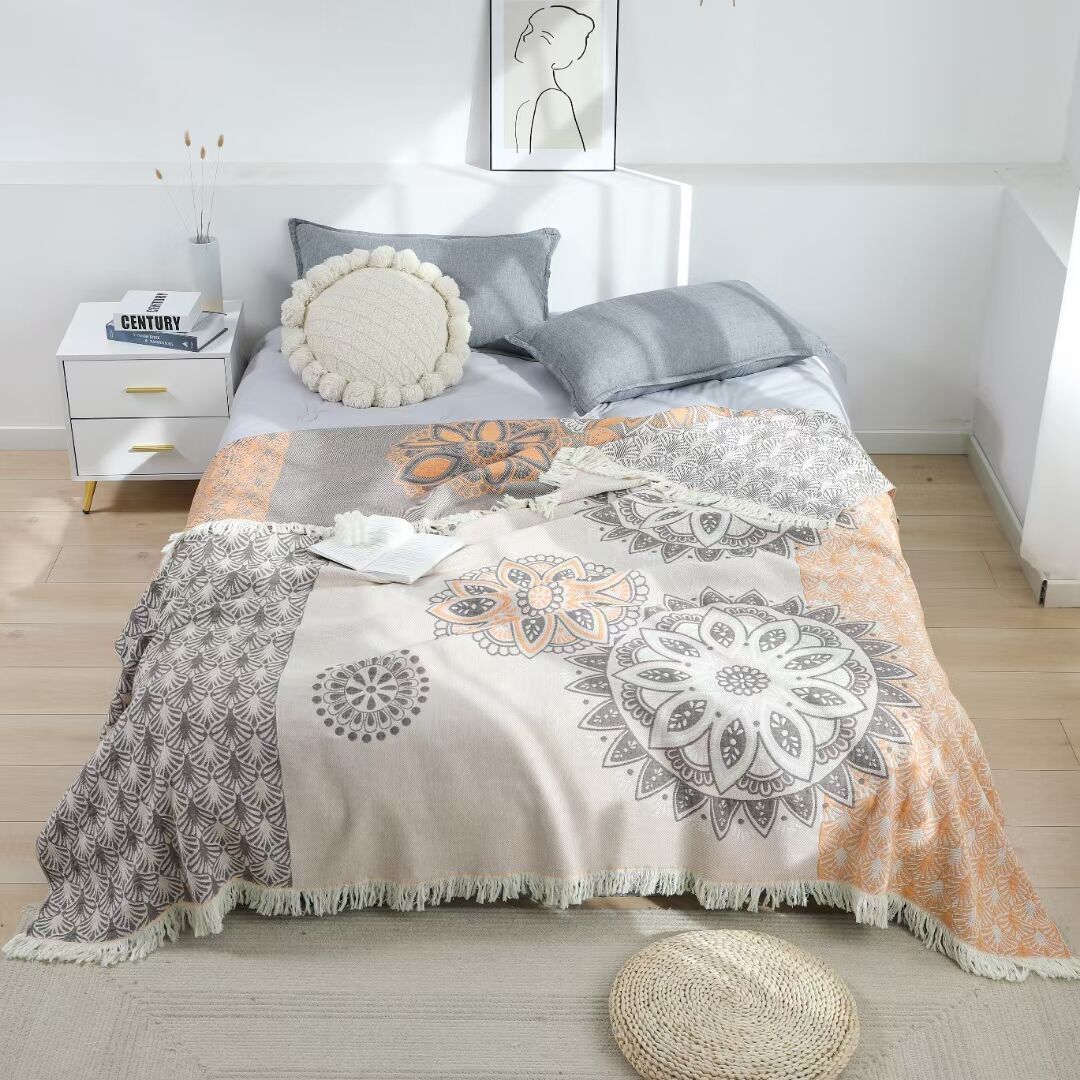 ガーゼケット 幾何学模様のエスニック調ガーゼケット ダブルサイズ