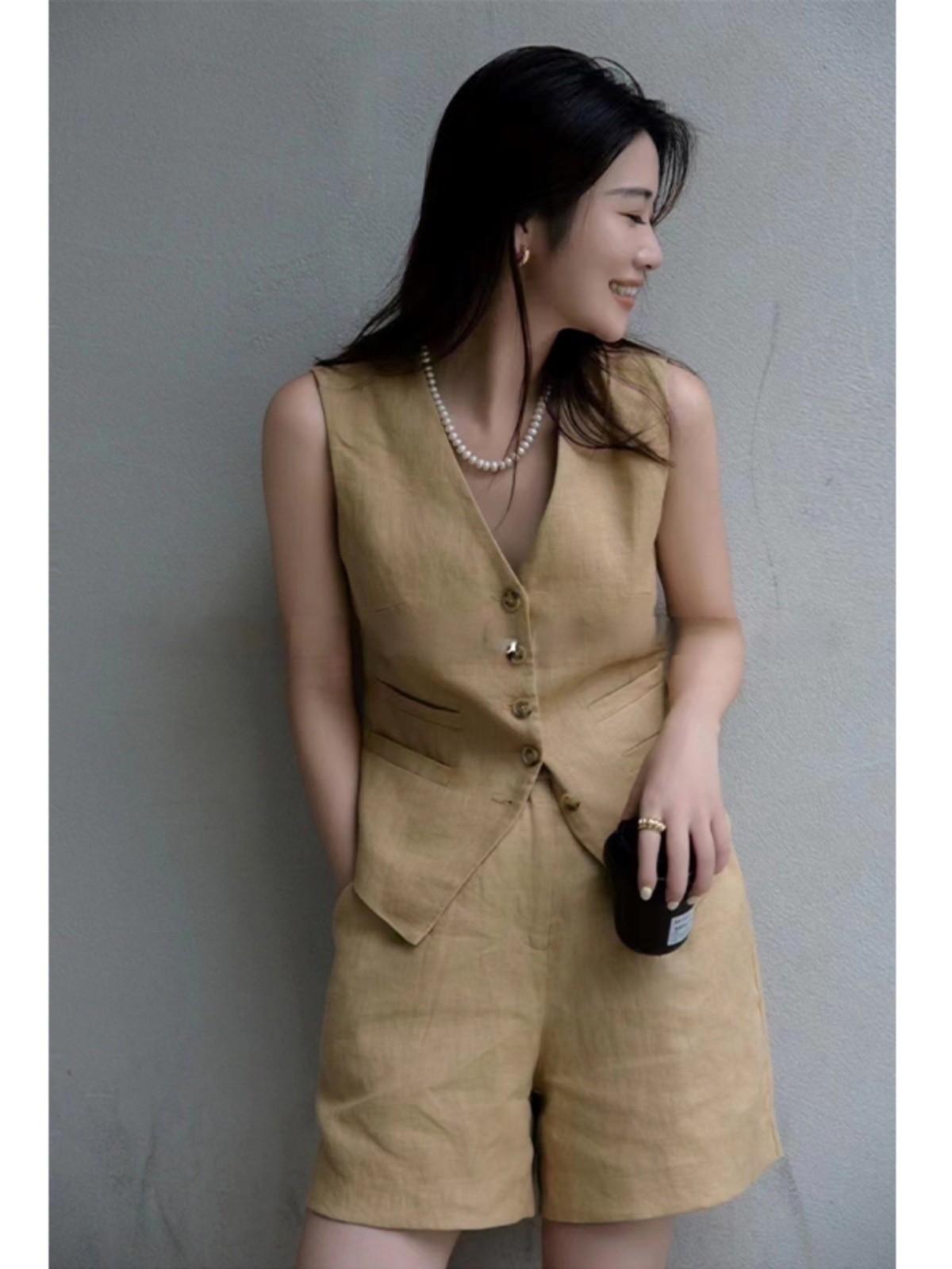ジレ 亜麻ベスト上質セットアップ