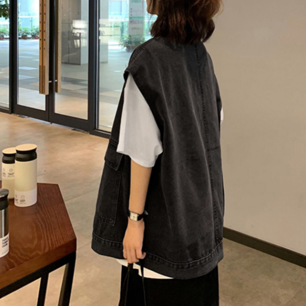 デニムジレ レディース 重ね着 袖なしベスト