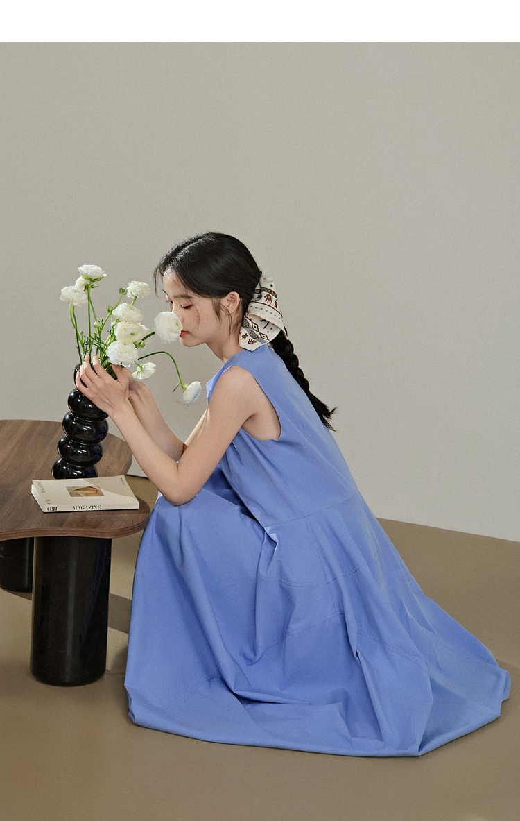 ジレ 優美なロングフレアノースリーブワンピース