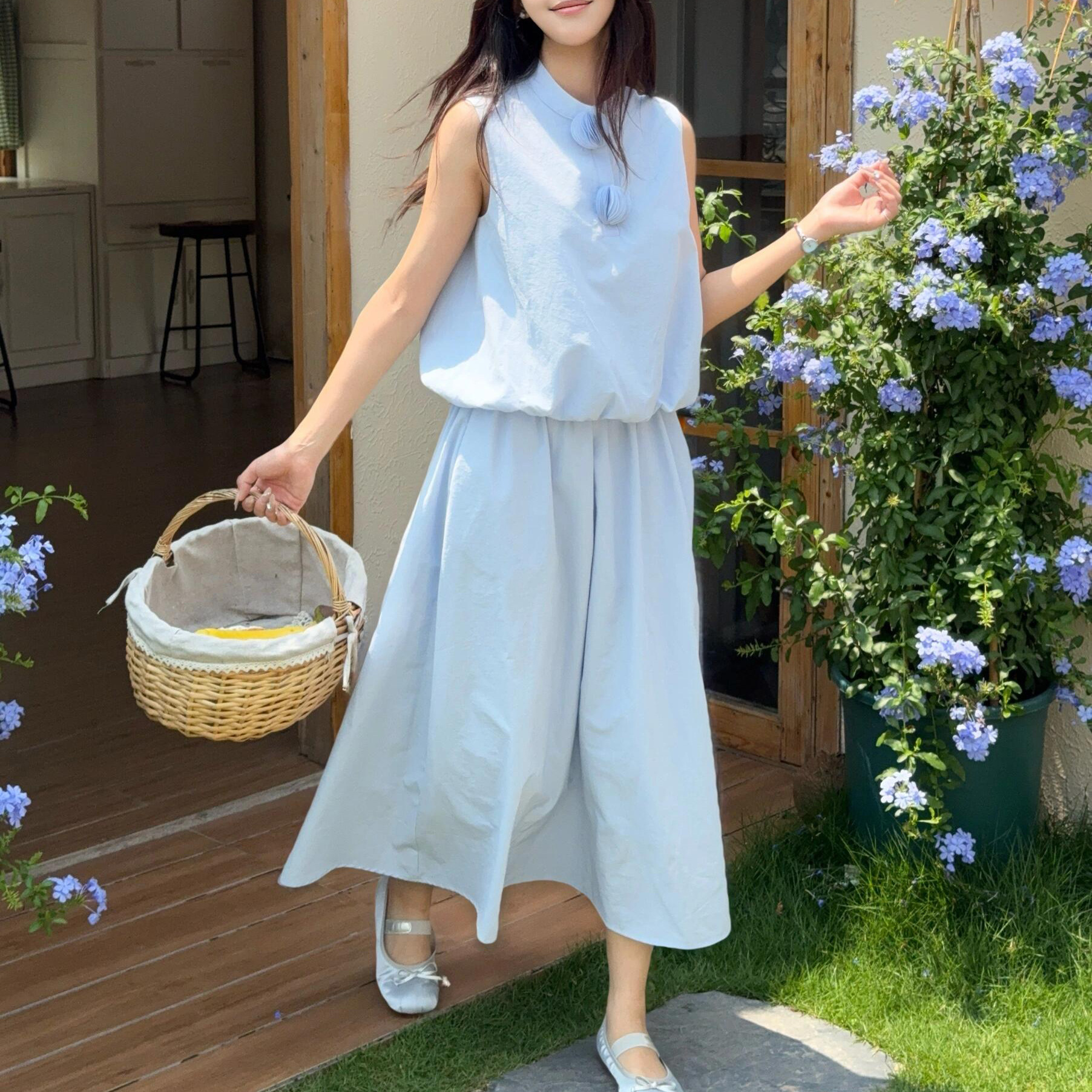 ジレ 優美立体飾りノースリーブジレセット