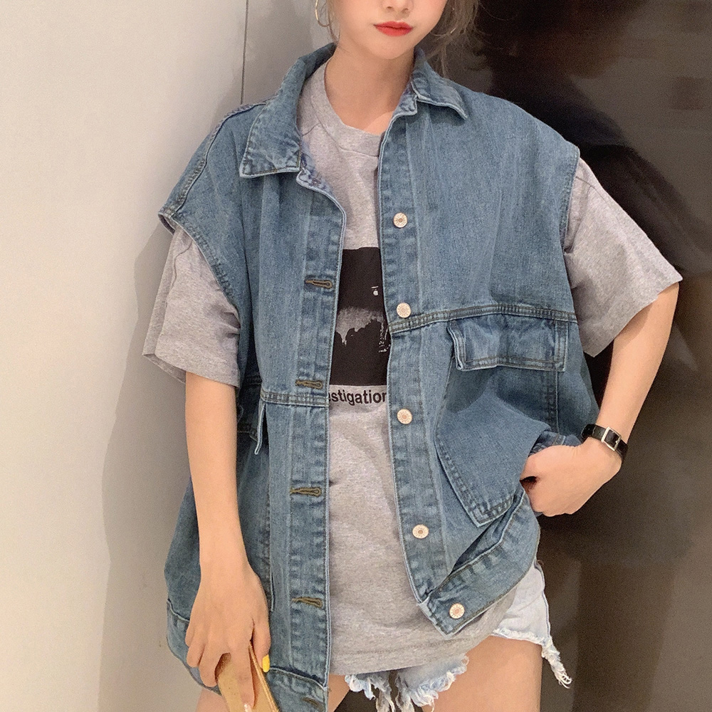 デニムジレ レディース 袖なしベスト 韓国風