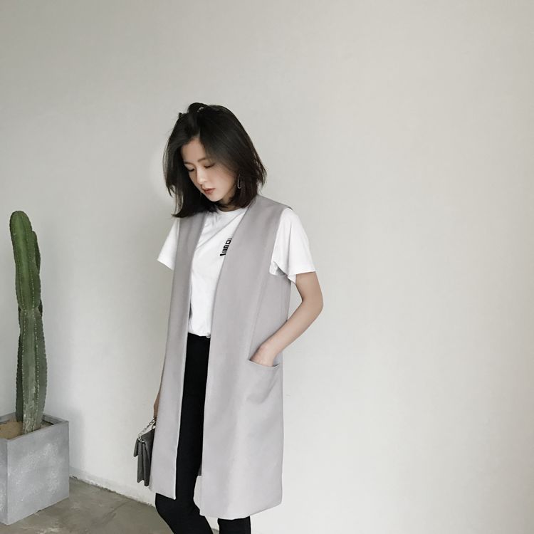 ジレ シンプル美シルエットロングジレ